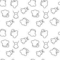 Seamless vector repeating pattern of various chef hats. It can be used for web sites, apps, clothes, covers, banners etc