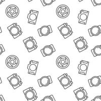 Seamless repeating monochrome pattern of photo cameras and camera shutter. Perfect for web sites, apps, shops, backgrounds, wallpapers vector