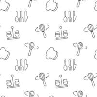 Seamless vector repeating pattern of mixer, salt and pepper, chef hat. It can be used for web sites, apps, clothes, covers, banners etc