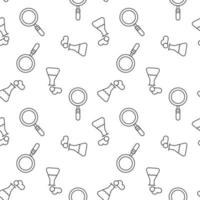 Seamless vector repeating pattern of Laboratory Bulbs and Magnifying glass. It can be used for web sites, apps, clothes, covers, banners etc