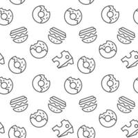 Vector repeating seamless pattern of hamburger, cheese doughnut for wallpapers, wrappers, postcards, backgrounds