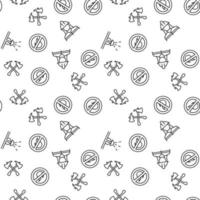 Vector seamless pattern of firefighter, crossed fire, axes on white background. It can be used for printing on various surfaces