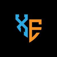 XE abstract monogram logo design on black background. XE creative initials letter logo concept. vector