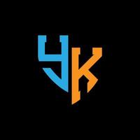 YK abstract monogram logo design on black background. YK creative initials letter logo concept. vector