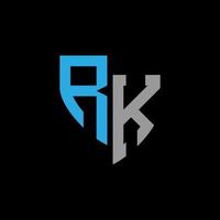 RK abstract monogram logo design on black background. RK creative initials letter logo concept. vector