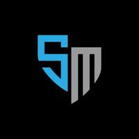 SM abstract monogram logo design on black background. SM creative initials letter logo concept. vector