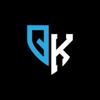 QK abstract monogram logo design on black background. QK creative initials letter logo concept. vector