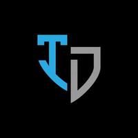 TD abstract monogram logo design on black background. TD creative initials letter logo concept. vector