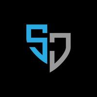 SJ abstract monogram logo design on black background. SJ creative initials letter logo concept. vector