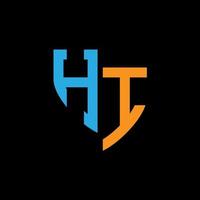 HI abstract monogram logo design on black background. HI creative initials letter logo concept. vector