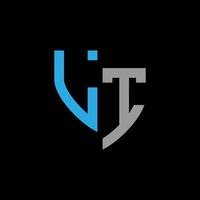 LT abstract monogram logo design on black background. LT creative initials letter logo concept. vector