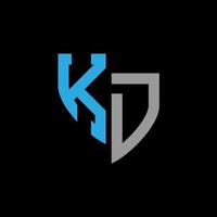 KD abstract monogram logo design on black background. KD creative initials letter logo concept. vector