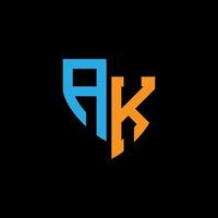 AK abstract monogram logo design on black background. AK creative initials letter logo concept. vector
