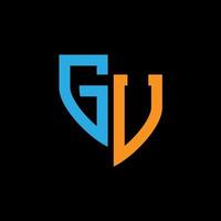 GU abstract monogram logo design on black background. GU creative initials letter logo concept. vector