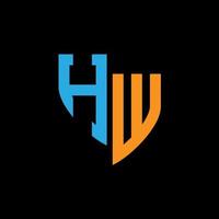 hw resumen monograma logo diseño en negro antecedentes. hw creativo iniciales letra logo concepto. vector
