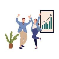 illustration of happy men and women getting work increases vector