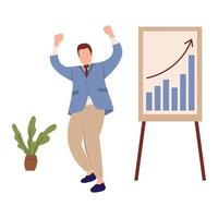 illustration of happy and happy man getting work result increase vector