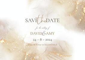 elegant save the date invitation with hand painted alcohol ink design vector