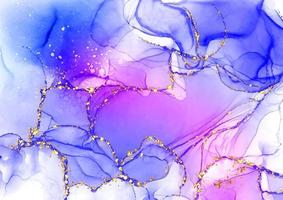 Elegant alcohol ink background with gold glitter vector