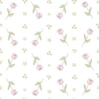 Seamless pattern with hand drawn rose flower continuous one line art. Minimalist contour drawing monoline pastel rose seamless pattern. vector