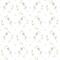 Seamless pattern with hand drawn rose flower continuous one line art. Minimalist contour drawing monoline pastel rose seamless pattern. vector