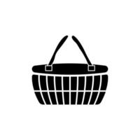 Shopping Basket black silhouette icon. Isolated on white background. vector