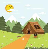 Camping Summer Forest  flat vector