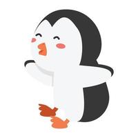 linda contento pingüino dibujos animados vector