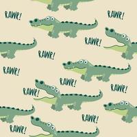 Cute crocodile  animals seamless pattern vector