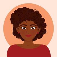 Vector illustration of beautiful black woman. African American pretty girl