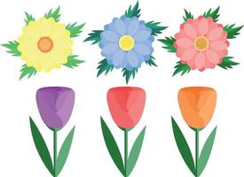 Spring flowers. Vector design flat