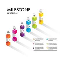 Isomatric 6 column mark poin 6 step milestone road map for business chart to present data, progress, direction, clean design vector