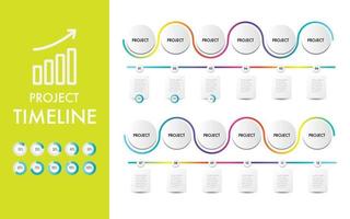 12 months projects and Percent progress bar year plan , time line milestone to help you easily identify which stage of project is currently in and how far from completion. vector