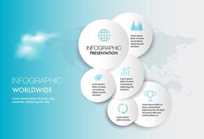 Infographic template for business 6 Steps processes modern Timeline chart with table, and presentation business can be used for worldwide business concept vector