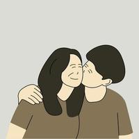 boy kiss her mother vector