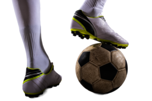 Soccer  player play with soccerball during a football match png