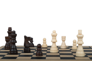 Chessboard with black and white pawns. strategy and tactic concept png