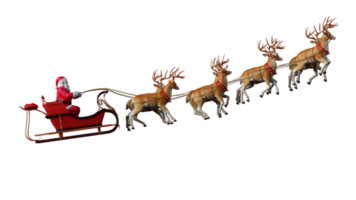 Santa Claus pronto per consegnare regali con slitta con renna png
