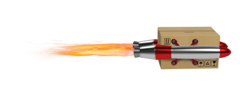 kartong låda flugor snabb med raket som uttrycka och prioritet leverans png