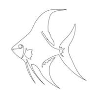 One line drawing of an angel fish vector