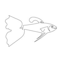 One line drawing of guppy vector