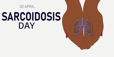 Sarcoidosis day, background with lungs on the hands vector