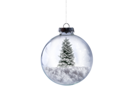Xmas glass ball with christmas tree full of snow png