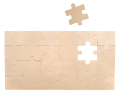 Puzzle wall with missing piece. concept teamwork, partnership, integration png