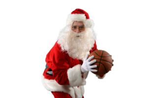 santa claus ready to play basketball for christmas png