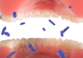 Opened mouth full of viruses and bacteria png