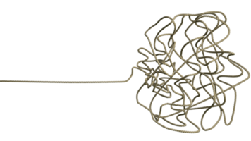 Tangled rope. confusion and mental stress concept. 3d rendering png