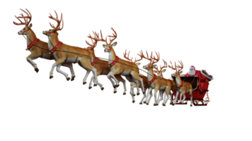 Papa Noel claus Listo a entregar regalos con trineo con reno png