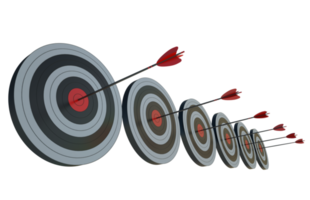 Target to hit, concept of aim for business success. 3d render png