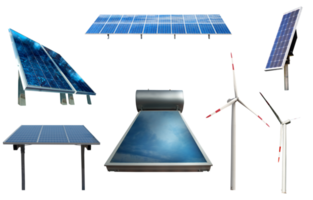 Renewable energy system collection with solar and wind energy generator png